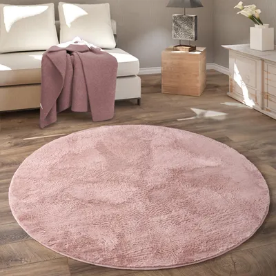 Produktbild von Teppich Rund Fellteppich Kunstfell Plüsch Bettvorleger Shaggy Wohnzimmer Kinderzimmer Grösse Ø 80 cm Rund