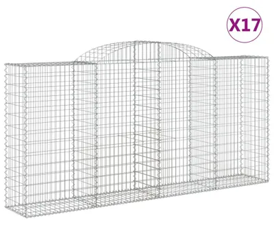 Obrázok produktu pre vidaXL Gabiony s vysokým oblúkom 17 ks 300x50x140/160cm Pozinkované železo