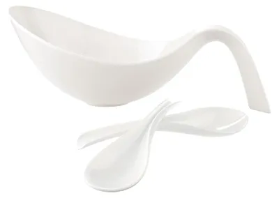 Produktbild von Villeroy & Boch Flow, Salatschüssel, Melamin, Porzellan, Weiß, Persönlich, 1 Person(en), Weiß