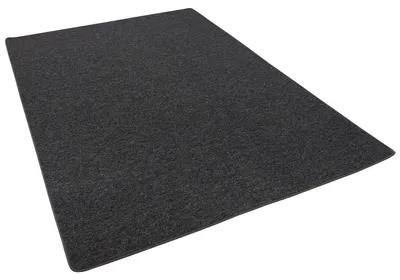 Produktbild von Feinschlinge Schlingenteppich Velours Teppich Modern Einfarbig, Größe:160x200 cm, Farbe:Schwarz Grau