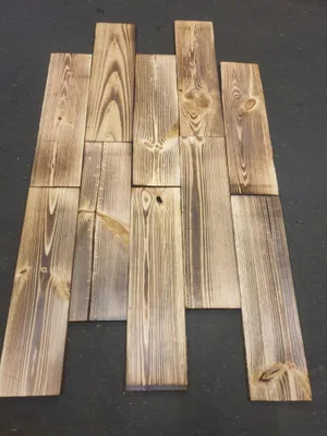 Produktbild von 10 Stück neue breite geflammte Holzbretter König 12,5 x 48cm aus Nadelholz