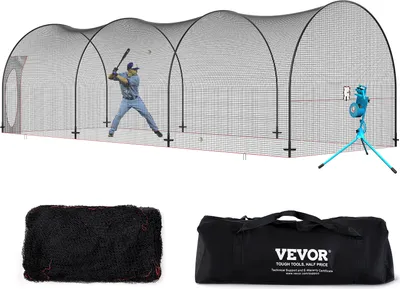Produktbild von VEVOR Baseball-Schlagkäfig-Netz mit Rahmen und Netz 10 x 3,6 x 3 m, Baseballkäfig-Netz zum Schlagen und Aufstellen, Baseballnetz, Schlagkäfig für Jugendliche oder Erwachsene Schwarz Hinterhof