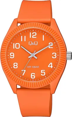 Produktbild von Q&Q Uniuhr mit Silikonarmband, 10 Bar, orange