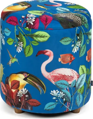 Immagine prodotto di Pouf contenitore Excelsa Rhapsody in velluto e legno 39x39x43 cm multicolore