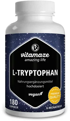 Produktbild von L-Tryptophan 500 mg hochdosiert vegan Kapseln 180 St