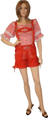 Produktbild von kurze Damen trachtenlederhose damenlederhose Rot Ziegenleder Wildbockleder, Größe:34