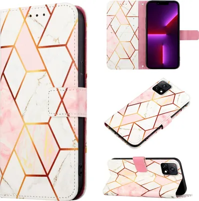 Produktbild von VIVO Y31S 5G Hülle, Marmor Motiv Kunstleder Tasche Wallet Kartenfächer mit Standfunktion Klapp Schutzhülle für VIVO Y31S 5G Roségold