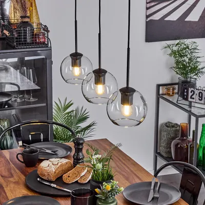 Produktbild von Cesaro »Cesaro« Hängelampe aus Metall/Glas in Schwarz/Klar
