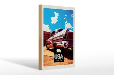 Produktbild von Holzschild Reise 20x30cm USA Amerika Auto 75 Oldtimer Urlaub