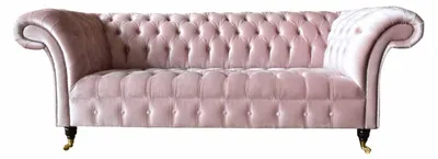 Produktbild von Chesterfield 3 Sitzer Sofa Stoffsofa Rosa Wohnzimmer Polster Sofas Neu
