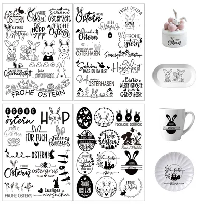 Rub-On-Sticker Ostern, 4 Stück, selbstklebend, für Scrapbooking