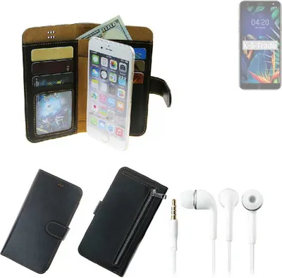 Produktbild von TOP SET Handy Hülle Schutz Hülle kompatibel mit LG Electronics X4 (2019)  schwarz aus Kunstleder + Kopfhörer Smartphone Tasche vollwertige