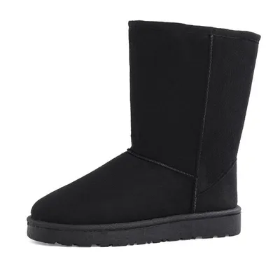 Produktbild von ASKSA Damen Halbhohe Schneestiefel Warm Gefuettert Stiefeletten Boots Classic Rutschfeste Stiefel, Schwarz, Groesse: 35