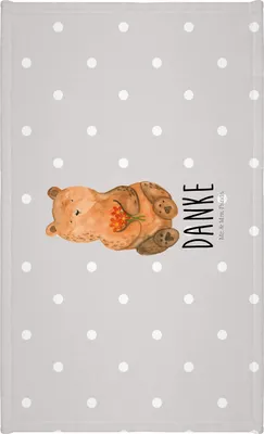 Produktbild von Mr. & Mrs. Panda Flauschtuch Bär Dankbar - Grau Pastell - Geschenk, Frotteehandtuch, gesichtshandtuch, Blumen, kleines Handtuch, frottee, Dankeschön, Teddy, Danke