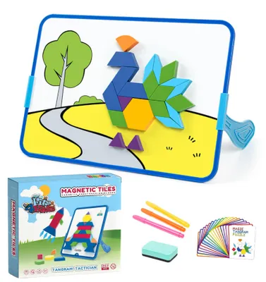 Obrázek produktu pro Fits4Kids Magnetický tangram 252 dílků s tabulí a 70 kartami
