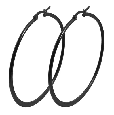 Produktbild von Akzent Creolen 54 mm Edelstahl Ohrringe schwarz Ohrschmuck