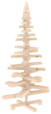 Image de vidaXL Arbre de Noël en bois KOTKA, 120 cm, en bois de pin massif, aspect naturel