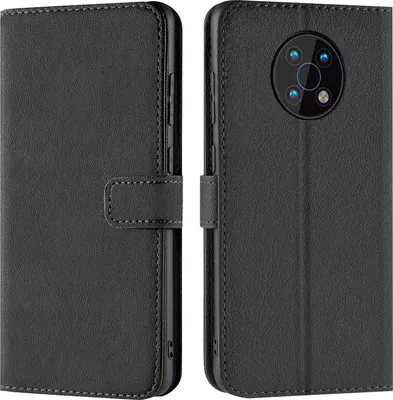 A black book-style phone case for a Nokia G50 is shown from the front and back.