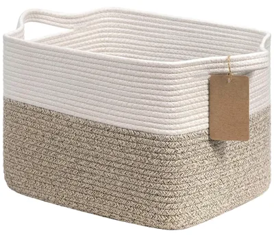 Immagine prodotto di Cesto portaoggetti per cameretta, in cotone, color marrone, dimensioni 34x28x24 cm, confezione singola