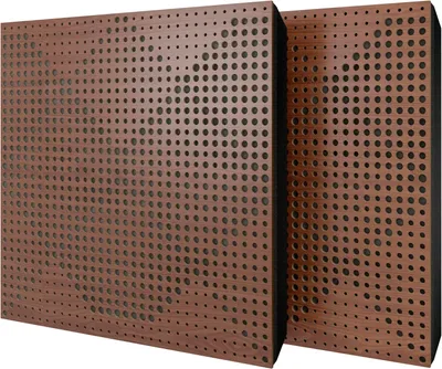 Obrázek produktu pro Balení po 2 kusech – akustický panel s velurovým potahem a montážní sadou | 50 x 50 x 5 cm | Absorpce, difúze, odraz a zvuková izolace | [WILDS – ořech | šedá]