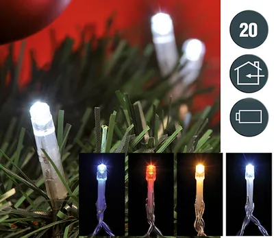Produktbild von LED Lichterkette mit 20 Lämpchen,farbig sortiert, batteriebetrieben