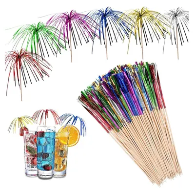 Produktbild von Cocktail Feuerwerk Deko 100 Stück Holz Papier Party Zubehör