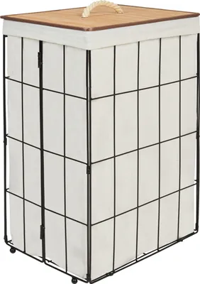 Obrázok produktu pre BELIANI Kôš na bielizeň čierna svetlé bambusové drevo polyester kovový rám s odnímateľným vekom moderný štýl kúpeľňa