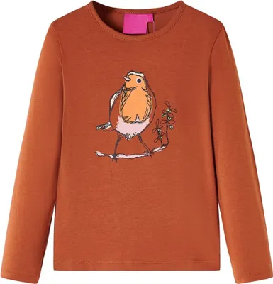 Image de vidaXL Chemise à manches longues pour enfants Cognac 128