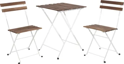 Produktbild von ProGarden 3-tlg. Bistro-Set Mattweiß-Braun