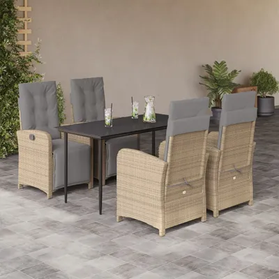 Produktbild von 5-tlg. Garten-Essgruppe mit Kissen Beige Poly Rattan 3212586