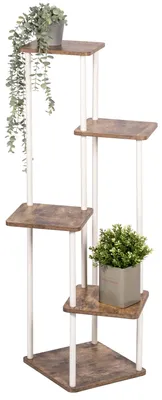 Produktbild von eluno Pflanzenständer, Blumenregal mit 5 Ablagen ausem MDF-Holz und Metall