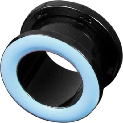 Produktbild von viva-adorno 1 Stück 3mm Flesh Tunnel Acryl Ohrpiercing Schwarz zum Schrauben farbiger Ring zweifarbig Größe 3 - 14mm Z428sw, blau