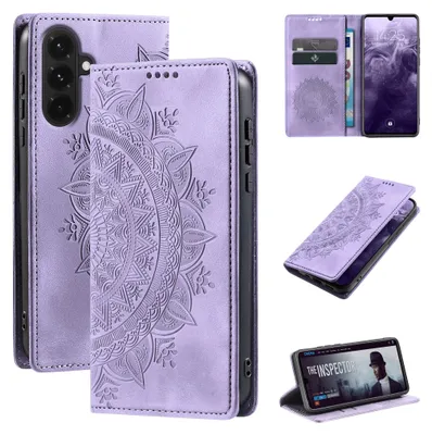 Produktbild von Mandala Handyhülle für Samsung Galaxy A18 / A18 5G RFID Schutz Klapphülle Case Cover Design Schutzhülle Farbe: Violett