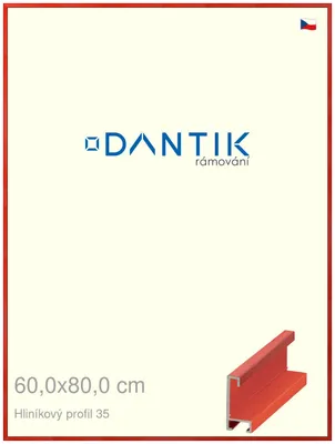 Obrázok produktu pre Rám DANTIK 60x80 | ALU profil 6035 Červená čerešňová dyha (Plexi Clear)