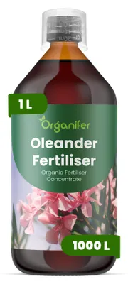 Obrázok produktu pre Oleander, tekuté hnojivo, 1 L – vzťah živín NPK: 2-1-8 – vhodné pre oleandre – podporuje zdravé listy a bohaté kvitnutie – organické