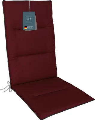 Produktbild von LILENO HOME Gartenstuhl Auflagen als [1er Set - Hochlehner] in Brombeere + Keder Grau - bequeme Liegen als Sitzauflagen für Gartenmöbel - Stuhlkissen für Gartenstühle und Klappstühle