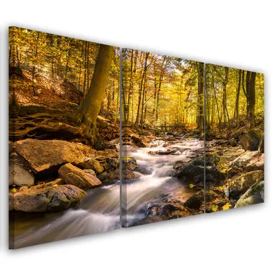Image de Triptyque sur toile paysages orange 60x40 cm Feeby orange tableau mural prêt à accrocher