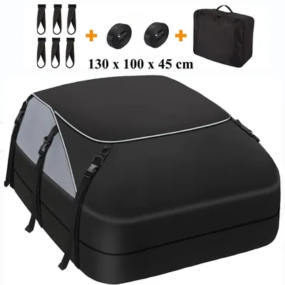 Produktbild von 585 L Auto Dachbox Faltbare Wasserdicht Dachtasche Gepäckbox Tasche Aufbewahrungsbox mit a Antirutschmatte, 1000D wasserdichtes Oxford-Gewebe, schwarz