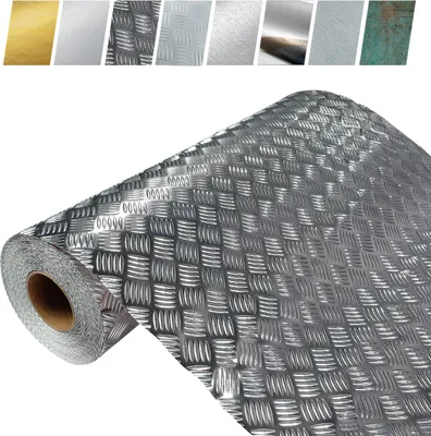 Produktbild von Klebefolie Möbel 45x100 cm - Riffelblech Hochglanz - Möbelfolie selbstklebend in Deko-Stil - Folie für Möbel zur schnellen Renovierung von Türen und Schränken - Möbelfolie dekorativ und pflegeleicht