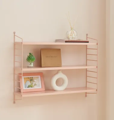 Produktbild von [en.casa] Modułowa półka ścienna Strängnäs Metalowa półka w kolorze łososiowym matowym Półka wisząca z 3 półkami Półka łazienkowa Półka kuchenna Półka ścienna Półka do salonu
