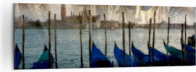Produktbild von Bild auf Leinwand - Leinwandbild - Gondel Wasser Kanal - 160x50cm - Wand Bild - Wanddeko - Leinwanddruck - Bilder - Kunstdruck - Wanddekoration - Leinwand bilder - Wandkunst - AB160x50-0250