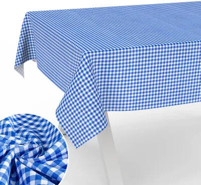 Produktbild von Tischdecke aus Textil wasserabweisend und abwischbar 140 x 350 cm Blau Karo