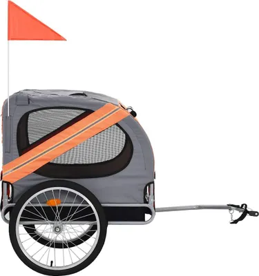 Produktbild von vidaXL Fahrradanhänger für Hunde Orange und Grau