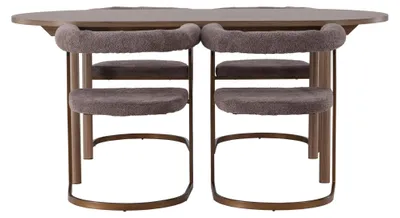 Produktbild von Andy Essgruppe Esstisch Natur 4 Stühle Bouclé braun.