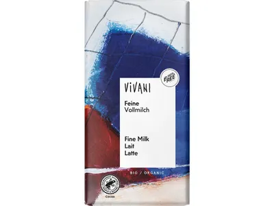 Obrázok produktu pre Vivani 285900, Mliečna čokoláda, 100 g, 2414 kJ, 580 kcal, 39,1 g, 49 g
