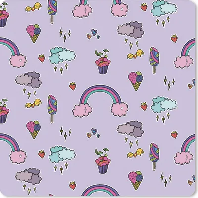 Produktbild von MuchoWow® Mauspad Mousepad Muster - Regenbogen - Krone - Mädchen - Kinder - Kinder 20x20 cm - Mousepads - Maus Mat - Pad - Mausunterlage - Desk Mat - Bureauartikeln
