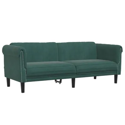 Zdjęcie produktu dla Sofa 3-osobowa, ciemnozielona, tapicerowana aksamitem