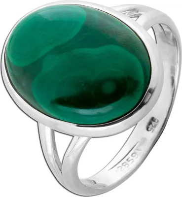 Produktbild von Malachit Ring Silber 925 grüner Natur Edelstein 10ct 17