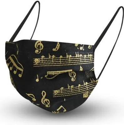 Produktbild von Design Maske aus Baumwolle, mit em Innenvlies - Musiknoten - 15481 + Gratiszugabe