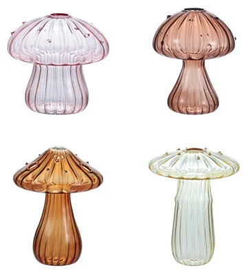 Produktbild von Pilzförmige Glasvase – Mini – Blumenvase – Hydroponische Pflanzenzucht – 4 Farben